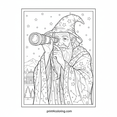 Celestial Seeker Wizard's Observatory - free printable coloring page