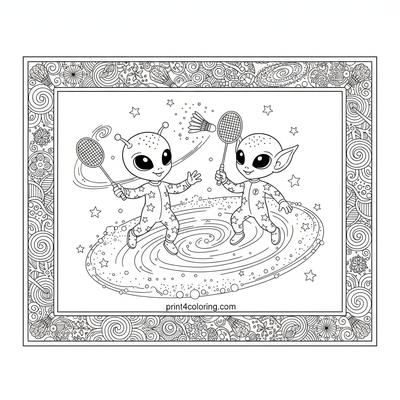 Galactic Racket Rally: Starlight Badminton - free printable coloring page