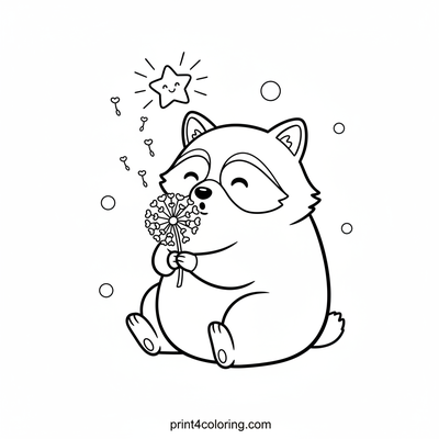 Starlight Racoon's Magical Wish - free printable coloring page