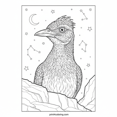 Starlight Sentinel Roadrunner: Desert Night Guardian - free printable coloring page