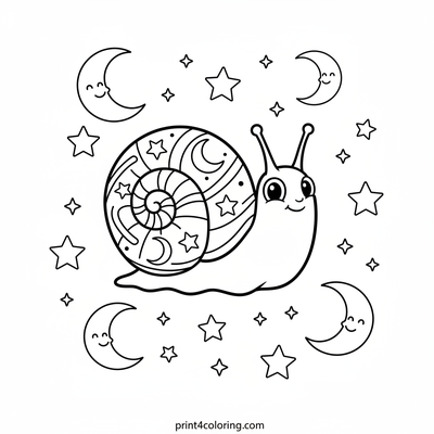 Starlight Snail's Cosmic Glide - free printable coloring page