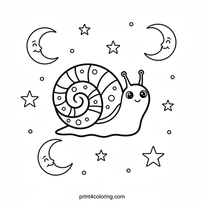 Starlight Snail's Cosmic Glide - free printable coloring page