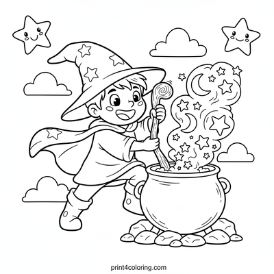 Starlight Wishes Wizard's Brew - free printable coloring page