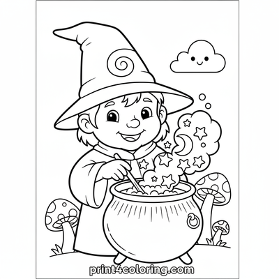 The Wizard's Starlight Wish Soup - free printable coloring page