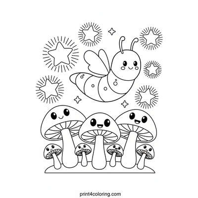 Magic Worm's Starry Flight - free printable coloring page
