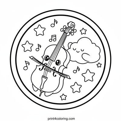 Whimsical Cello's Starry Serenade - free printable coloring page