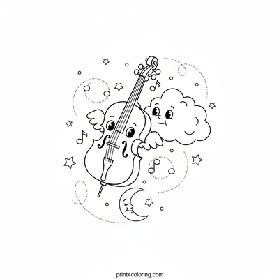 Starry Night Cello Serenade - free printable coloring page