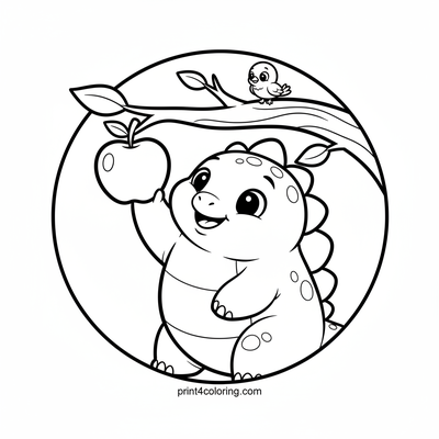 Stegosaurus's Sweet Apple Snack - free printable coloring page