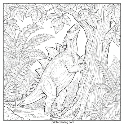 Mighty Stegosaurus's Leafy Feast - free printable coloring page