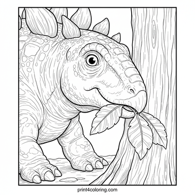 Stegosaurus's Leafy Lunch: A Prehistoric Feast - free printable coloring page