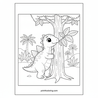 Stegosaurus's Leafy Lunch Adventure - free printable coloring page