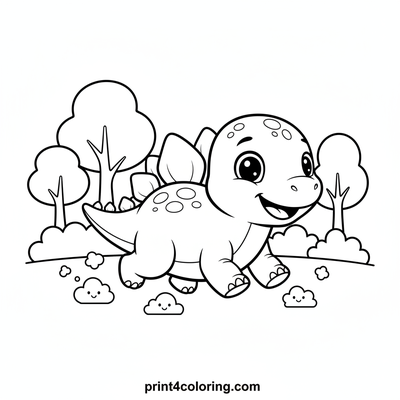 Happy Stegosaurus Park Adventure - free printable coloring page