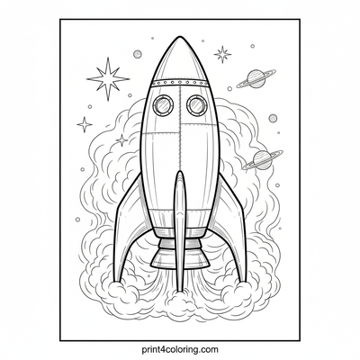Nebula Rocket's Cosmic Dance - free printable coloring page
