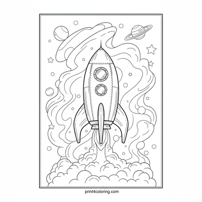 Starship's Nebula Dance - free printable coloring page
