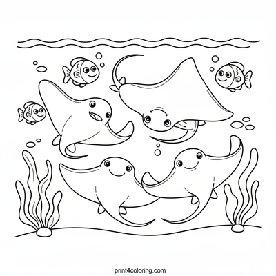 Stingray Ballet Below the Waves - free printable coloring page