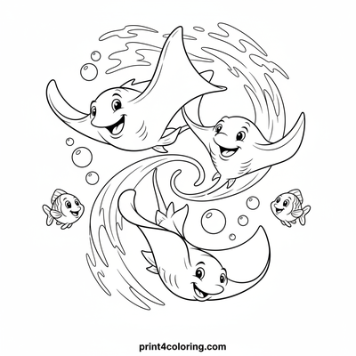 Graceful Stingray Ballet - free printable coloring page