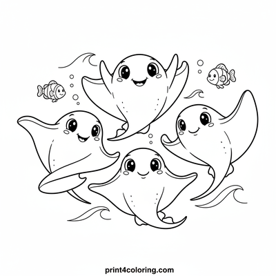 Stingray Ballet Below the Waves: A Graceful Dance - free printable coloring page
