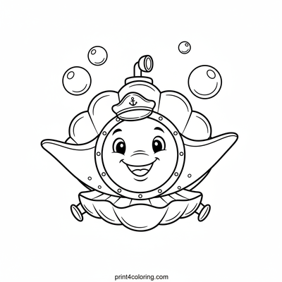 Stingray Captain's Whimsical Submarine - free printable coloring page