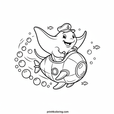 Captain Ray's Seashell Submarine Voyage - free printable coloring page