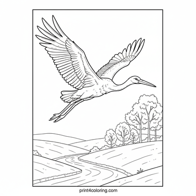 Majestic Stork's Grand Flight - free printable coloring page