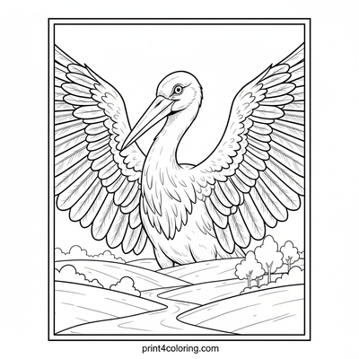 Majestic Stork: Sky Guardian's Flight - free printable coloring page