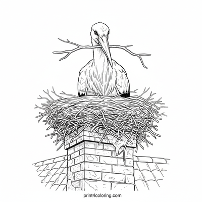 The Stork's Masterful Nest Challenge - free printable coloring page