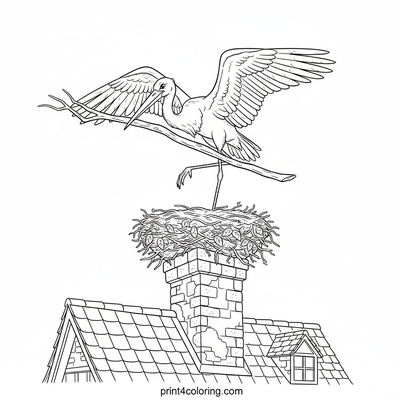 Stork's Wobbly Nest Challenge - free printable coloring page