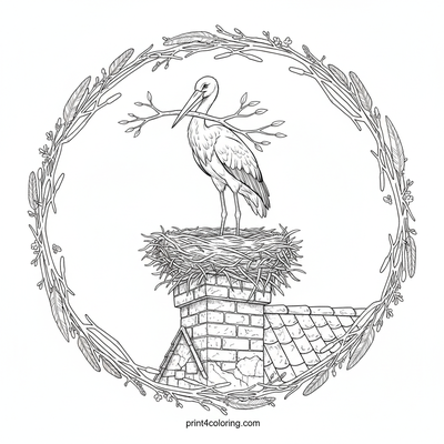 The Stork's Wobbly Nest Challenge - free printable coloring page