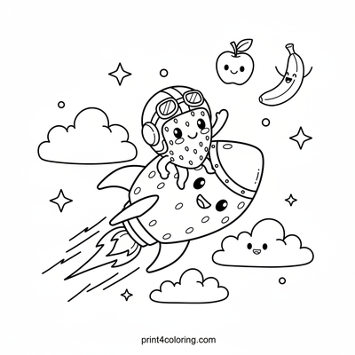 Strawberry Rocket Race: Blast Off! - free printable coloring page