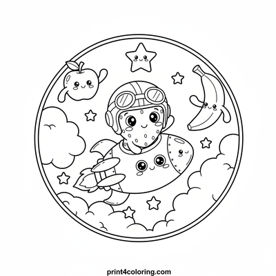 Strawberry Rocket Race: Berry Blast-Off! - free printable coloring page
