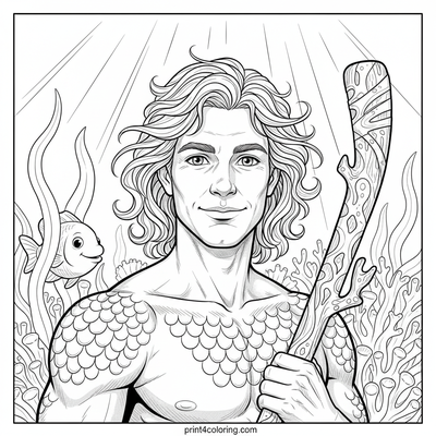 Deep Sea Puck Play: Merfolk Hockey Challenge - free printable coloring page