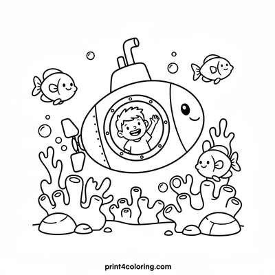 Submarine Reef Adventure - free printable coloring page