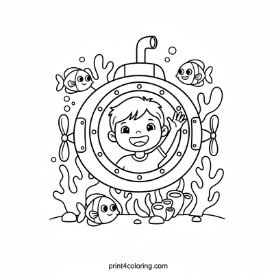 Underwater Explorer: Submarine Reef Adventure - free printable coloring page