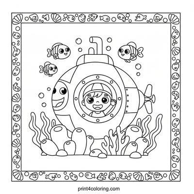 Waving Hello from the Submarine Reef! - free printable coloring page