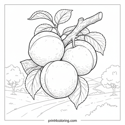 Golden Harvest Apricot Orchard - free printable coloring page