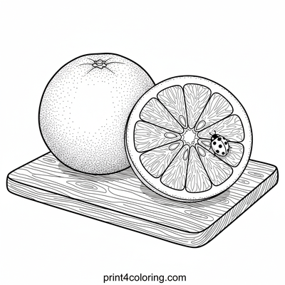 Zesty Grapefruit & Ladybug Delight - free printable coloring page