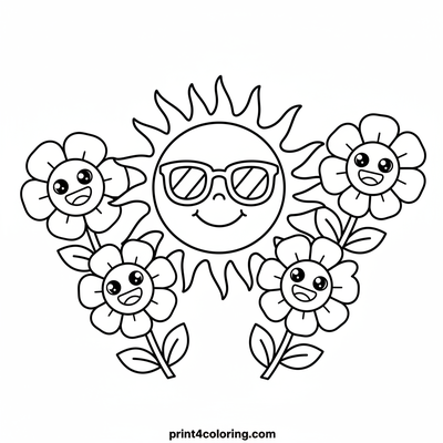 Sunny Smiles with Cool Shades - free printable coloring page