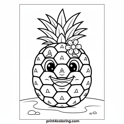 Sunny Pineapple Pal's Beach Smile - free printable coloring page