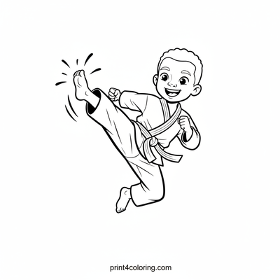 Super Smile Karate Kick! - free printable coloring page