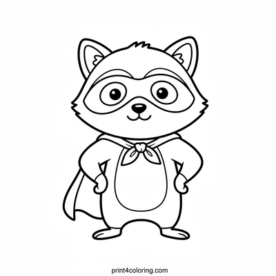 Super Racoon's Heroic Stance - free printable coloring page