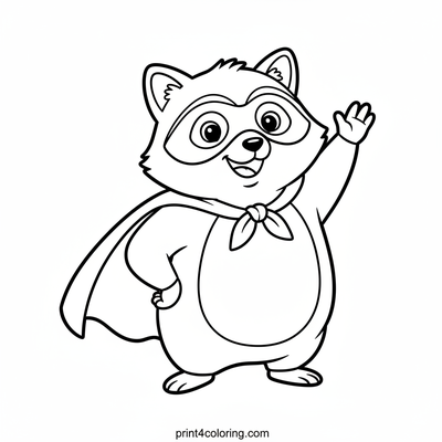 Super Racoon's Cape Day - free printable coloring page