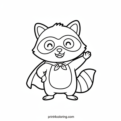 Super Racoon's Heroic Pose! - free printable coloring page