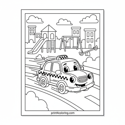 Zooming City Taxi Adventure! - free printable coloring page