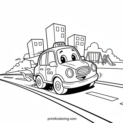 Super Speedy Taxi to the Playground - free printable coloring page