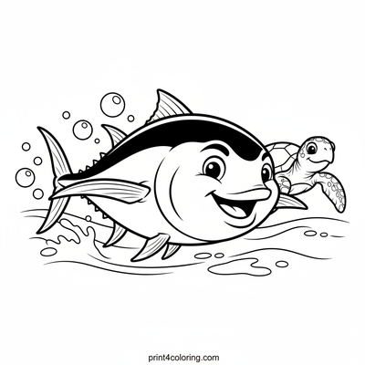The Speedy Tuna's Ocean Race - free printable coloring page