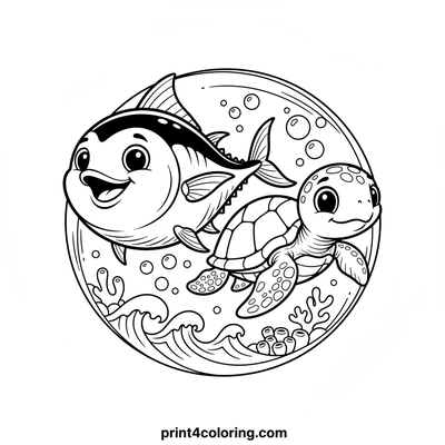 The Great Ocean Race: Tuna vs. Turtle! - free printable coloring page