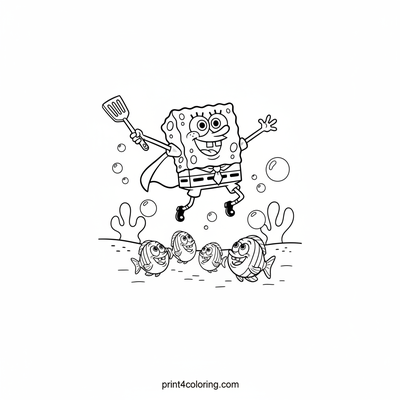 Superhero Spatula-Man's Ocean Adventure - free printable coloring page