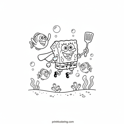 SpongeBob Spatula-Man's Ocean Adventure! - free printable coloring page
