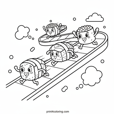 Speedy Sushi Conveyor Belt Race! - free printable coloring page