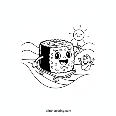 Sushi Roll's Rad Ramp Ride! - free printable coloring page